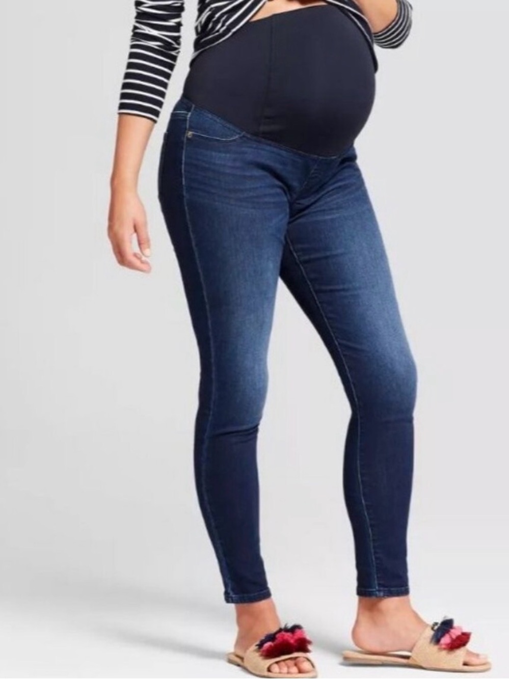 Isabel Maternity by Ingrid & Isabel Dark Blue Skinny Jeans with Black Panel